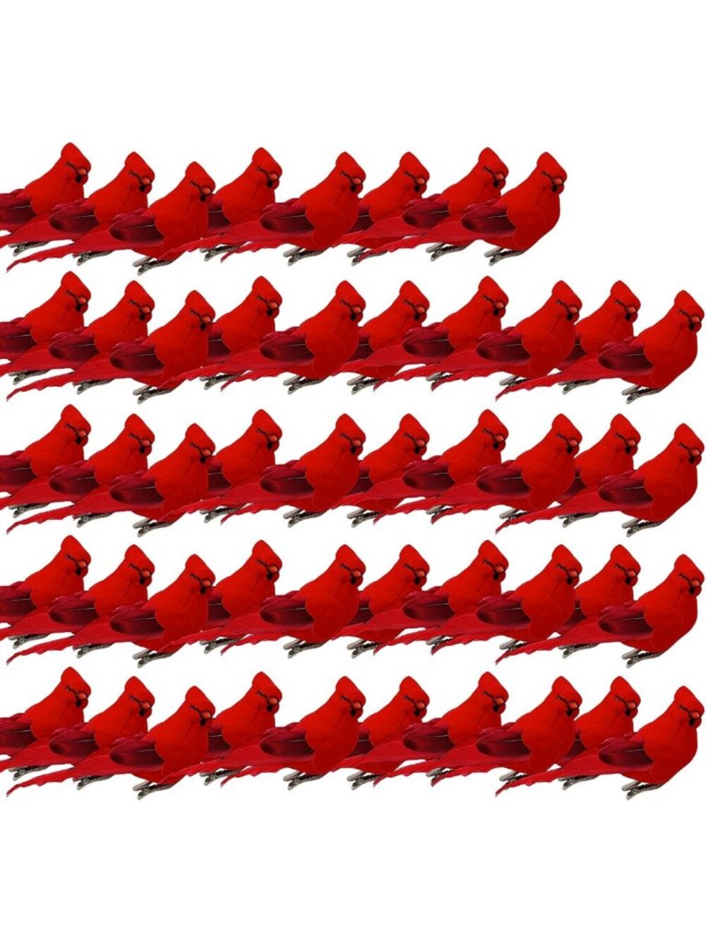 48 Pc Red Cardinal Clip-On Christmas Tree Ornaments - Rustic Farmhouse Holiday